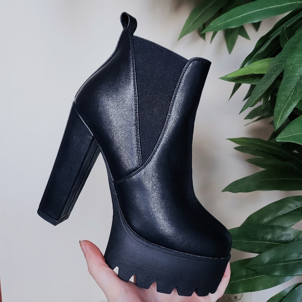 SOLD Nastygal Black Leather Platform Boots